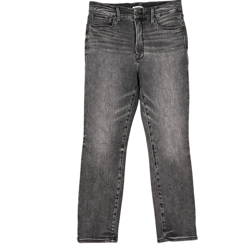 Good American Skinny Jeans Womens 12/31 Black Fade Whisker Stretch High Grunge